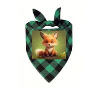 Cute Little Fox Dog Bandana Plaid Triangle Pets Scarf | Funny Dog Neckwear Washable Triangle Bibs Kerchief Pet Costume Accessories for Small Medium Large Dogs Cats Birthday Gift