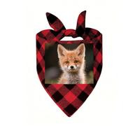 Cute Little Fox Dog Bandana Plaid Triangle Pets Scarf | Funny Dog Neckwear Washable Triangle Bibs Kerchief Pet Costume Accessories for Small Medium Large Dogs Cats Birthday Gift