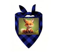Cute Little Fox Dog Bandana Plaid Triangle Pets Scarf | Funny Dog Neckwear Washable Triangle Bibs Kerchief Pet Costume Accessories for Small Medium Large Dogs Cats Birthday Gift