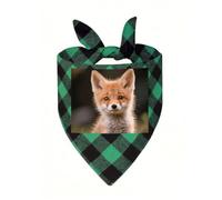 Cute Little Fox Dog Bandana Plaid Triangle Pets Scarf | Funny Dog Neckwear Washable Triangle Bibs Kerchief Pet Costume Accessories for Small Medium Large Dogs Cats Birthday Gift