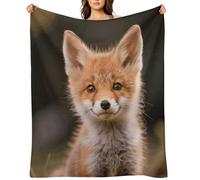 Cute Little Fox Flannel Throw Blanket Super Soft Lightweight Throw Blanket Fuzzy Comfy Flannel Blankets Warm Plush Throw Blankets for Couch Sofa Bed 60"x80"