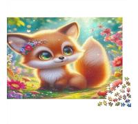 Cute Little Fox Jigsaw Puzzle for Adults 1000 Piece Jigsaw Puzzle Forest Flowers Puzzle Game for Family Relaxation Home Decor 38x26cm/1000pcs