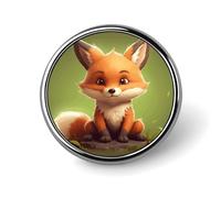 Cute Little Fox Lapel Pin Exquisite Fashion Brooches Personalized Button Badge Novelty Unique Cute Button Pins Round Badge Pin Metal Brooch Pins for Backpack Bags Jacket