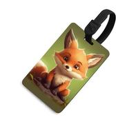 Cute Little Fox Luggage Tag for Suitcases TSA Approved with Name Id Card Suitcase Tags Identifiers Black Strap Clear Window Personalized Baggage Tag for Cruise Airport Travel Essentials