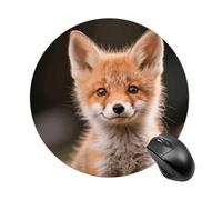Cute Little Fox Mouse Pad Round Mouse Mat Leather Non-Slip Rubber Base Mousepad Waterproof Computer Mouses Pad for Laptop Wireless Mouses Keyboard Home Office