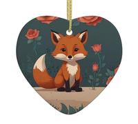 Cute Little Fox Patterned Heart-Shaped Ceramic Pendants Create a Warm Atmosphere for Homes, Parties, and Gifts.