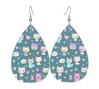 Cute little fox Printed leather earrings with teardrop-shaped dangling design, light and soft.