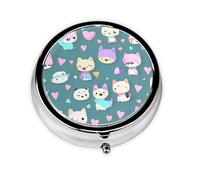 Cute Little Fox Round Mini Pill Box: 3-Compartment Portable Metal Pill Organizer with Snap Closure, Ideal for Daily Travel Use