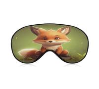 Cute Little Fox Sleep Mask,Adjustable Strap Sleeping Mask, Complete Light Blocking Sleep Shade Cover,Soft Breathable Comfortable Blindfold for Women and Men