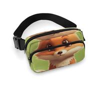 Cute Little Fox Waist Bag Fashion Fanny Bag with Adjustable Strap for Outdoor Workout Cycling Unisex, white, 20x13cm, Waist Bag