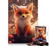 Cute Little Fox Wall Decor Jigsaw 1000 Pieces for Adults Stress Relief Play Neat Cut Family Enjoyable Christmas Idea (38x26cm)