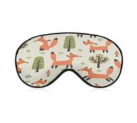 Cute Little Foxes and Trees Sleep Eye Mask Soft Eye Covers Blocking Lights Blindfold with Adjustable Strap for Travel Nap