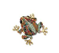 Cute Little Frog Brooch and pins for Women Men Lucky Colored Rhinestone Brooches Humor Witch Cosplay Pins Gift, 1.4*1.5in, Metal, crystal rhinestone