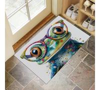 Cute Little Frog Front Door Mat, Absorbent Muddy Dirt Resist Door Mats Indoor, Fade Resistant, Oil Painting Style Non-Slip Entry Mat Low Profile Doormat For Entryway, 60 X 90 Cm, Mixed Colors
