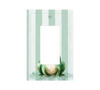 Cute Little Frog On Pastel Green Stripes Light Switch Wall Plate Faceplate Cover Single Rocker 1 Gang Decorator Outlet Receptacle Covers for Home Kitchen Room Bathroom Decor