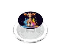 Cute little giraffe with colorful splashes of paint PopSockets PopGrip for MagSafe