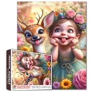 Cute Little Girl Making Funny Faces Jigsaw Puzzles 1000 Pieces for Adults Cute Deer Animals Blooming Flower Puzzles Best for Family Game Play Collection Family Activity Perfect for Game Night
