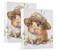 Cute Little Guinea Pig 1.5 in Binders 3 Ring Hold 200 Sheets Cute 3 Ring Folders Round Ring Planner Binder, 12.4x10.63x2.36inch, 1 Pack