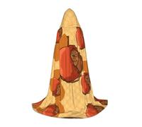 Cute little hamster Print Unisex Hooded Cape Cloak, Long Robe with Hood for Halloween, Cosplay, Vampire, Witch Costumes, Black, Medium