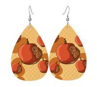 Cute little hamster Printed leather earrings with teardrop-shaped dangling design, light and soft.