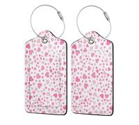 Cute Little Hearts,Luggage Tags Pu Leather Name Tag Travel Suitcase Identifier ID Tags Durable Luggage Label 2 pcs