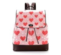 Cute Little Hearts with Dots on Pink Background Women Backpack, Small Travel Flap Rucksack Handbag Causal Daypack for Ladies Girls