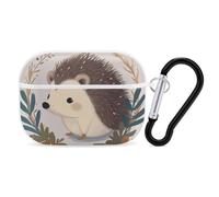 Cute Little Hedgehog AirPods Pro Case Cover with Keychain Ring PC Hard Shell Protective Case for AirPods Pro 2nd for Women Men Generation Easy Open Full Drop Protection Cover White-Style