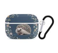 Cute Little Hedgehog AirPods Pro Case Cover with Keychain Ring PC Hard Shell Protective Case for AirPods Pro 2nd for Women Men Generation Easy Open Full Drop Protection Cover White-Style
