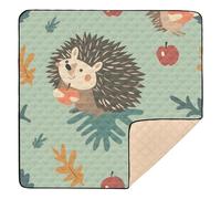 Cute Little Hedgehog and Apple Baby Play Mat for Floor, 50x50 inch Playpen Mat,Thicken Soft Non-Slip Tummy Time Mat for Toddlers and Infants