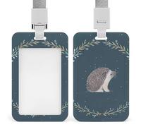 Cute Little Hedgehog Badge Holder,Durable Sturdy Lanyard Badge Protector Push-Pull Type Adjustable Fashionable Work ID Cover for Metro Nurse Office