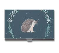 Cute Little Hedgehog Business Card Holder,Compact Durable Portable Card Box Flip Cover Tear Lightweight Business Cards Case for Man Woman