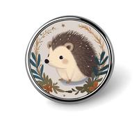 Cute Little Hedgehog Button Pin,Design Your Own Personalized Pin Back Button Badges Exquisite Round Badge Travel Brooch Metal Decorative Pins for Hat Clothes Backpack
