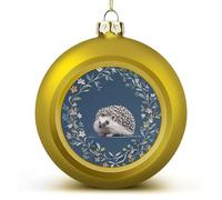 Cute Little Hedgehog Christmas Ball Ornaments -3 Inch Shatterproof Hanging Xmas Balls for Xmas Tree Decoration Golden Christmas Tree Balls for Holiday Wedding Party