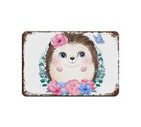 Cute Little Hedgehog Cute Tin Sign Vintage Metal Pub Club Cafe bar Home Wall Art Decoration Poster Retro 8×12inch(20×30cm)