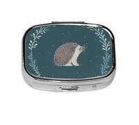 Cute Little Hedgehog,Meta Pill Box 2 Compartment Medicine Case,Portable Organizer