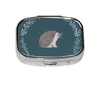 Cute Little Hedgehog,Meta Pill Box 2 Compartment Medicine Case,Portable Organizer,Rectangle Meta Portable Organizer Pill Box 1591 Compartment Medicine Case