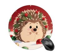 Cute Little Hedgehog Mouse Pad Round Mouse Mat Leather Non-Slip Rubber Base Mousepad Waterproof Computer Mouses Pad for Laptop Wireless Mouses Keyboard Home Office