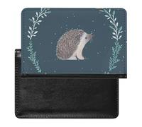Cute Little Hedgehog Passport Holder PU Leather Slim Passport Cover with Card Slots Travel Document Holder Cover