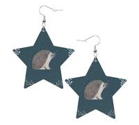 Cute Little Hedgehog Prints Leather star earrings Pendant Stylish and light Lightweight Dangle for Women Girls, One Size, Leather, No Gemstone