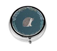 Cute Little Hedgehog This Small, Printed, Round Pill Box is a Portable Pill and Vitamin Organizer Perfect for Pockets, Purses, and Travel.