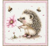 Cute Little Hedgehog with Daisy Flower DIY 11CT Counted Cross Stitch Kits for Beginners Easy Stamped Fabric Embroidery Needlecraft Art Wall Decor 38x38cm(6)