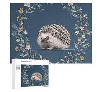 Cute Little Hedgehog Wooden Puzzles for Adults 500 PCS Unique Shape Puzzles Wall Art Home Decor for Puzzle Lovers, Family, Friend Creative Gift Toys