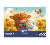 Cute Little Highland Cow,Cartoon Illustration Jigsaw Puzzles Challenge Toy Educational Games Home Decoration for Adults& Teenager Age 14 Years Up 38x26cm/1000pcs