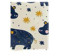 Cute Little Hippo Replaceable Book Cover, Reusable PU Leather Book Protector, Suitable for 148x210 mm Notebooks