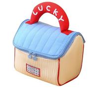 Cute Little House Makeup Bag for Women, Portable Large Capacity Travel Toiletry Organizer with Brush Storage - Handheld Cosmetic Pouch
