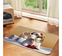 Cute Little Hunting Dog Pet Feeding Mat Dog Cat Eating Food Absorbent Leather Tablecloth for and Water Bowl Waterproof No Stains Quick Dry Non-Slip 23.62 * 15.75IN