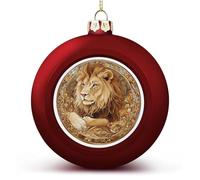 Cute Little Lion Christmas Ball Ornaments Shatterproof Hanging Xmas Balls for Christmas Tree Decoration Red Xmas Tree Balls for Holiday Wedding Party