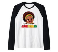 Cute Little Miss Juneteenth African American Black Girl Kids Raglan Baseball Tee