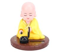 Cute Little Monk Solar Ornament Car Decor, ABS Material, Solar Power, No Batteries Needed, Religious Artistic Design, Positive Ambiance, Nice Present Commemoration Blessings (Yellow)