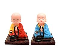Cute Little Monk Statue - Buddha Dashboard Ornament, Funny Monk Sculpture | Solar Shaking Head Monk Figurine, Decorative Zen Buddha Monk for Home, Car, Spiritual Decor, Miniature Monk Collect